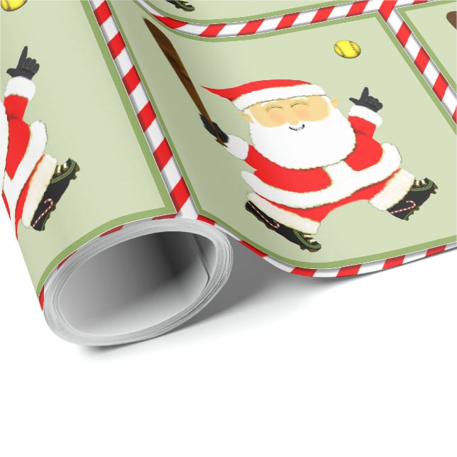 Softballspieler Weihnachten Geschenkpapier (Rolleneckpunkt)