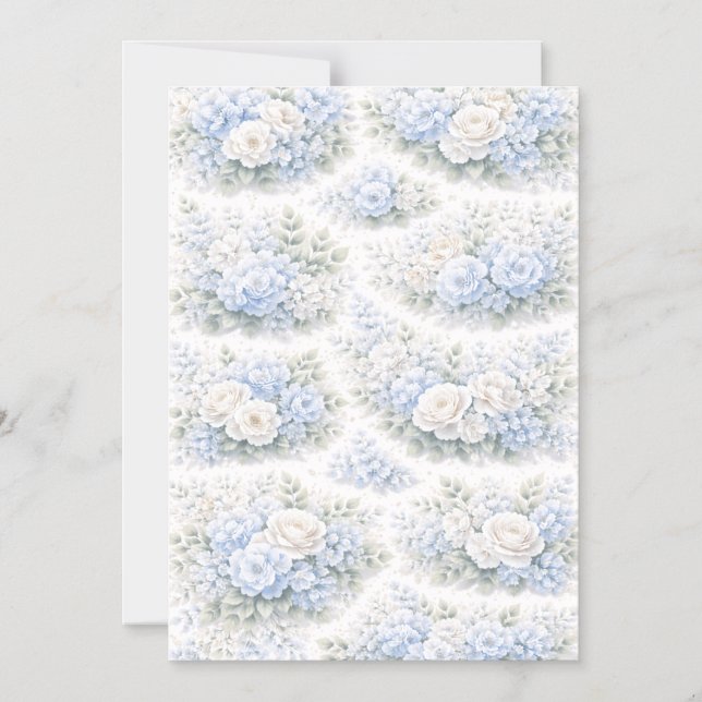 SoftBlue Blumenmuster Elegant Romantisch Botanisch Magneteinladung (Vorderseite)