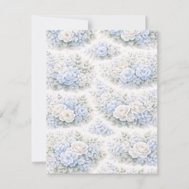 SoftBlue Blumenmuster Elegant Romantisch Botanisch Save The Date (Vorderseite)