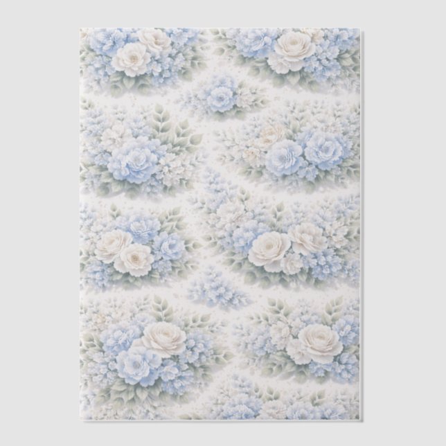 SoftBlue Floral Pattern Elegant Romantic Botanical (Vorderseite)