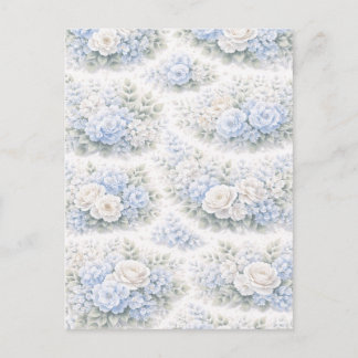 SoftBlue Floral Pattern Elegant Romantic Botanical Ankündigungspostkarte