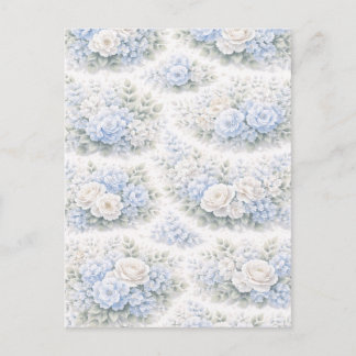 SoftBlue Floral Pattern Elegant Romantic Botanical Einladungspostkarte