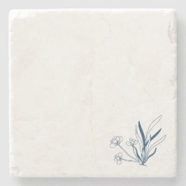 Softes Blaues Floral | Coastal Minimalistisch Steinuntersetzer