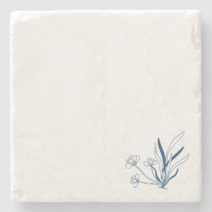Softes Blaues Floral Coastal Minimalistisch Steinuntersetzer