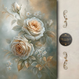 Softes Elfenbein-Rosenbouquet-Decoupage Seidenpapier