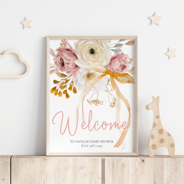 Softes Herbst-Frühlings-Blumen-Baby-Shower-Willkom Poster (Von Creator hochgeladen)