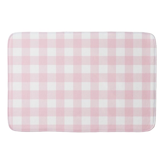 Softest Light Pink Gingham Buffalo Karo Kariert Badematte (Vorderseite)