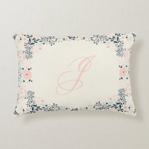 Softest Monogram   Floral Personal Custom Dekokissen