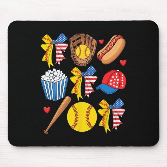 Softll 4. Juli Coquette-Schleife Frauen Mädchen So Mousepad (Vorne)
