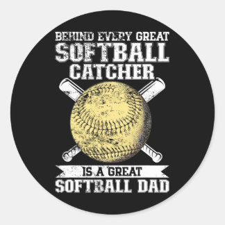 Softll Catcher Dad Pitcher Fastpitch Coach Fathers Runder Aufkleber