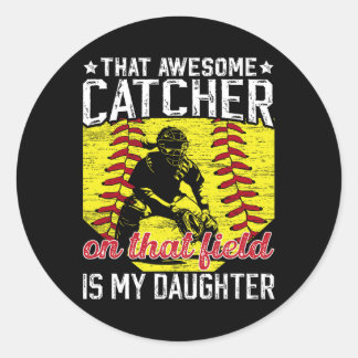 Softll Catcher Dad Proud Softll Catcher Father  Runder Aufkleber
