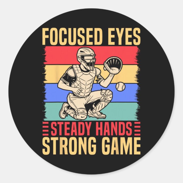 Softll Catcher Focused Eyes Steady Hands Softll Mo Runder Aufkleber (Vorderseite)