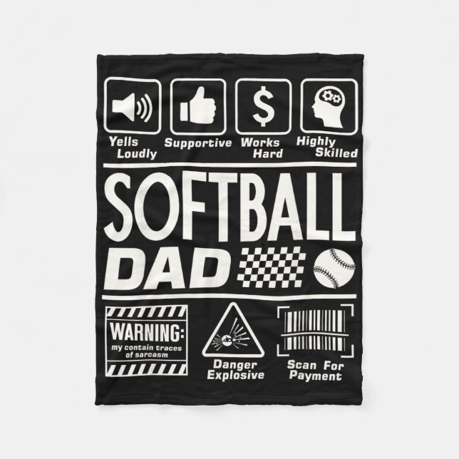 Softll Dad Funny Contents Of Sports Father Softll  Fleecedecke (Vorderseite)