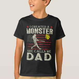Softll Dad Us Flag Ich habe ein Monster erschaffen T-Shirt
