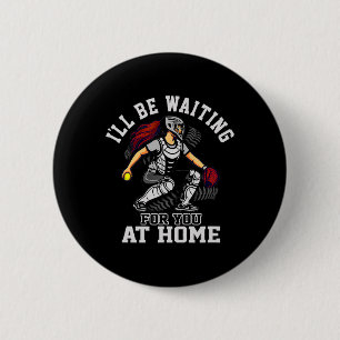 Softll-Fänger wartet zu Hause Lustiges Sportdesign Button