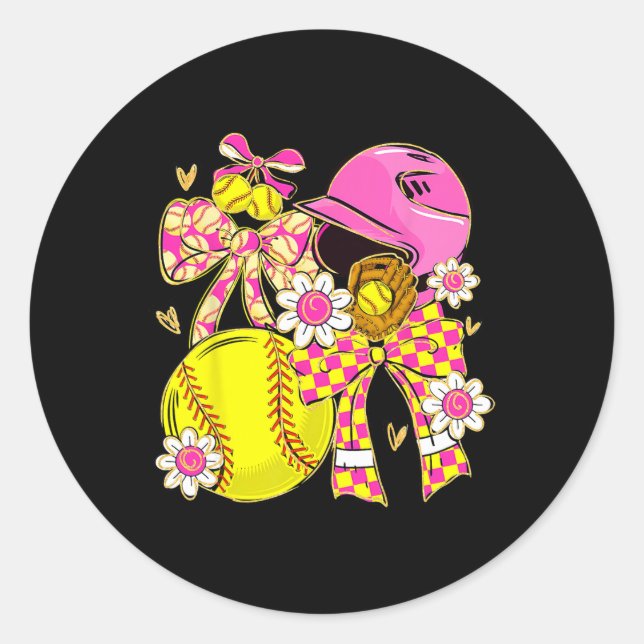 Softll Girl Girls Team Spirit Coquette Bow Softll  Runder Aufkleber (Vorderseite)