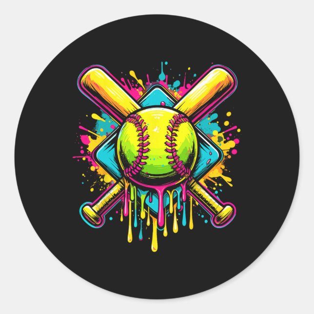 Softll Girl Ice Cream Softll Drip  Runder Aufkleber (Vorderseite)