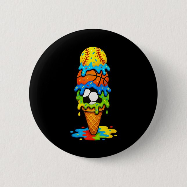Softll Sketll Fußball Eiscreme Tropf Sommer Spiel  Button (Vorderseite)