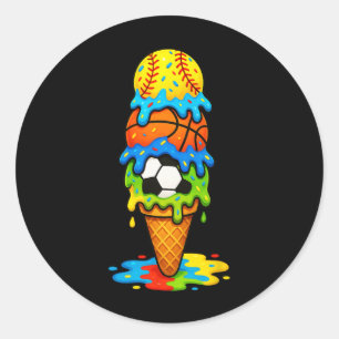 Softll Sketll Fußball Eiscreme-Tropf Sommer Spiel  Runder Aufkleber