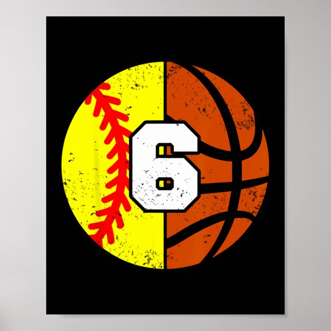 Softll Sketll Number 6 Jersey Funny 6th Birthday  Poster (Vorne)