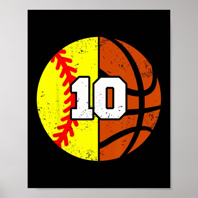 Softll Sketll Nummer 10 Jersey Lustig 10. Geburtst Poster (Vorne)
