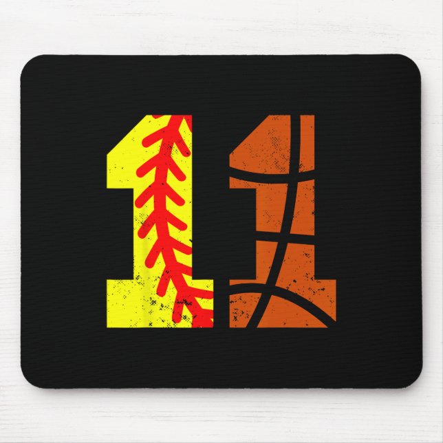 Softll Sketll Nummer 11 Trikot Lustiger 11. Geburt Mousepad (Vorne)