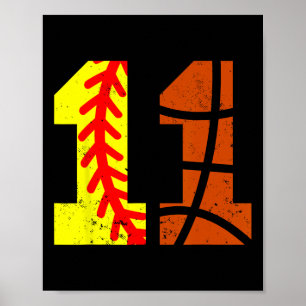 Softll Sketll Nummer 11 Trikot Lustiger 11. Geburt Poster