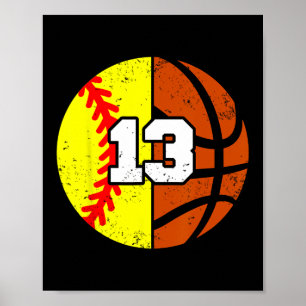 Softll Sketll Nummer 13 Jersey Lustiger 13. Geburt Poster