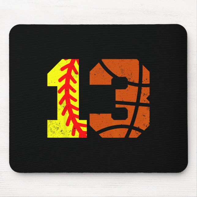 Softll Sketll Nummer 13 Trikot Lustiger 13. Geburt Mousepad (Vorne)