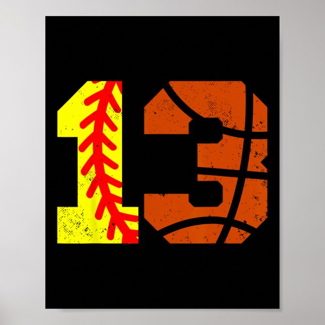 Softll Sketll Nummer 13 Trikot Lustiger 13. Geburt Poster (Vorne)