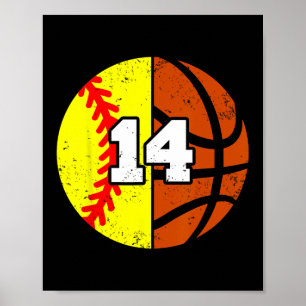 Softll Sketll Nummer 14 Trikot Lustig 14. Geburtst Poster