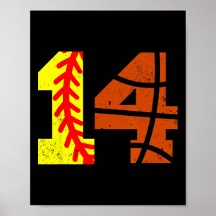 Softll Sketll Nummer 14 Trikot Lustiger 14. Geburt Poster