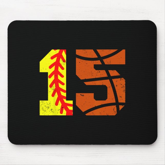 Softll Sketll Nummer 15 Jersey Lustig 15. Geburtst Mousepad (Vorne)