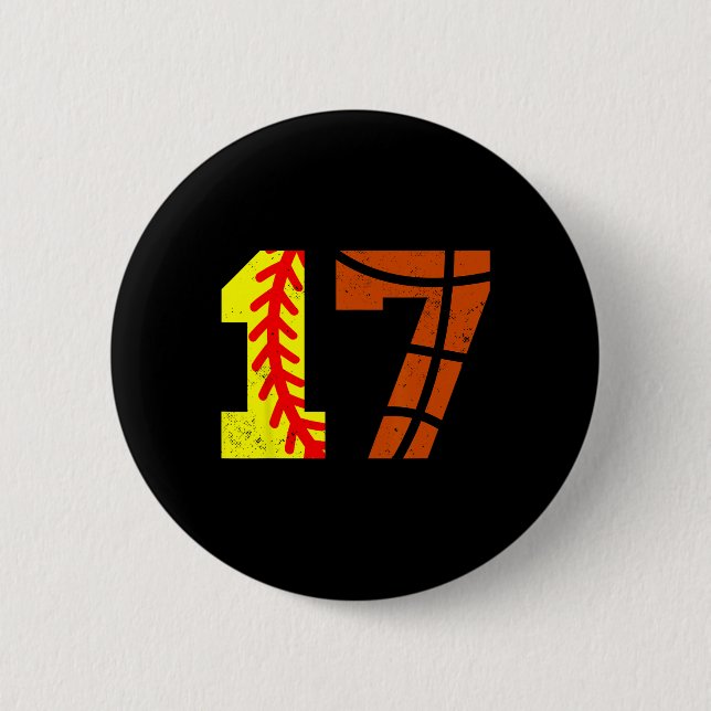 Softll Sketll Nummer 17 Trikot Lustiger 17. Geburt Button (Vorderseite)
