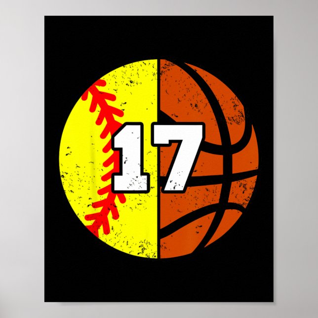 Softll Sketll Nummer 17 Trikot Lustiger 17. Geburt Poster (Vorne)