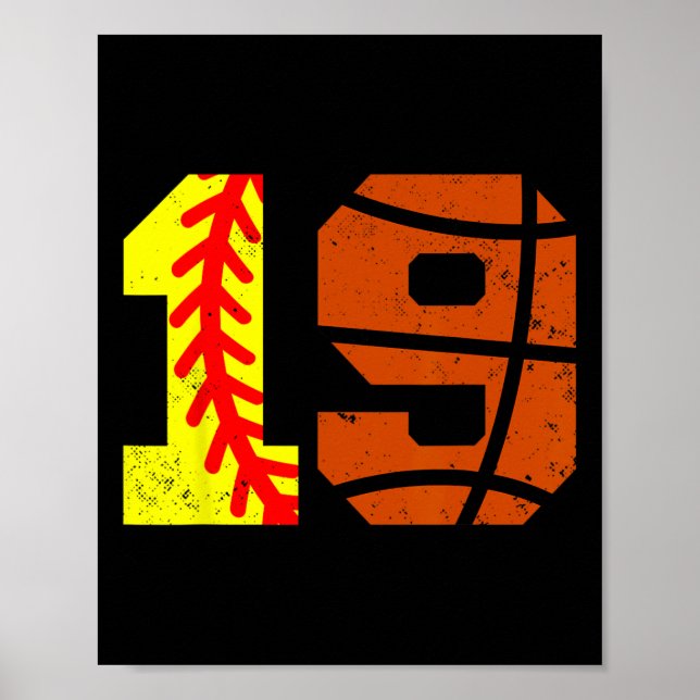 Softll Sketll Nummer 19 Trikot Lustig 19. Geburtst Poster (Vorne)