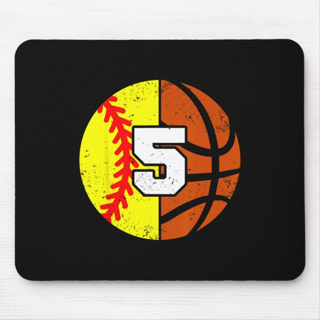 Softll Sketll Nummer 5 Jersey Lustiger 5. Geburtst Mousepad (Vorne)