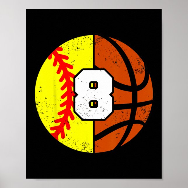 Softll Sketll Nummer 8 Trikot Lustiger 8. Geburtst Poster (Vorne)