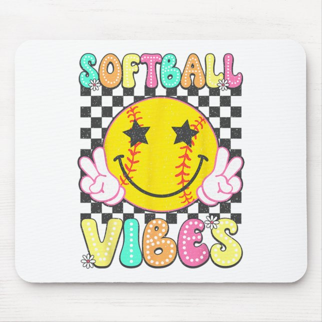 Softll Vibes Softll Retro Groovy Spieltag Mädchen  Mousepad (Vorne)