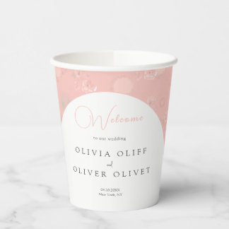 Softness Tea Rose Hochzeit Willkommen Pappbecher