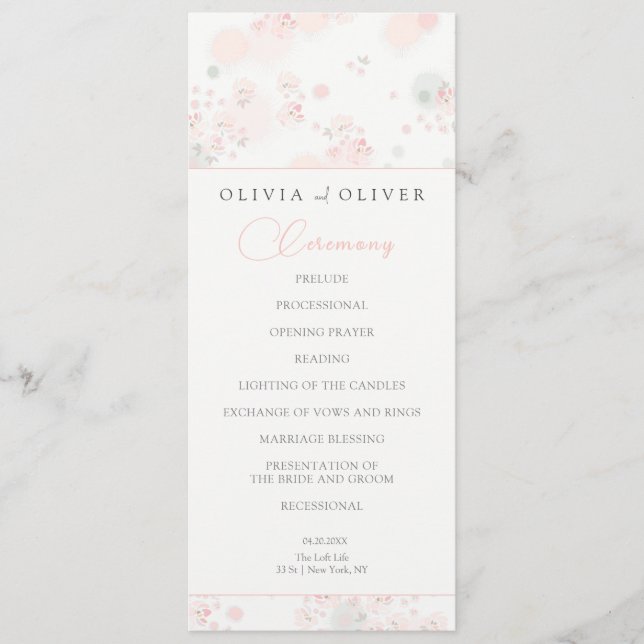 Softness Tee Rose Hochzeit Programm (Vorderseite)