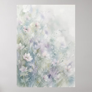 Softpastell-Aquarell-Wildblumenwiesenplakat Poster