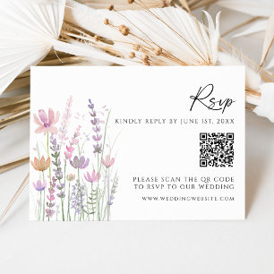 Softpastell-Wildblumen-QR-Code-Hochzeits-RSVP-Kart RSVP Karte