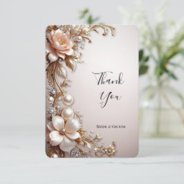 Softrosa und weiße Blumen Dankeschön-Karte Dankeskarte