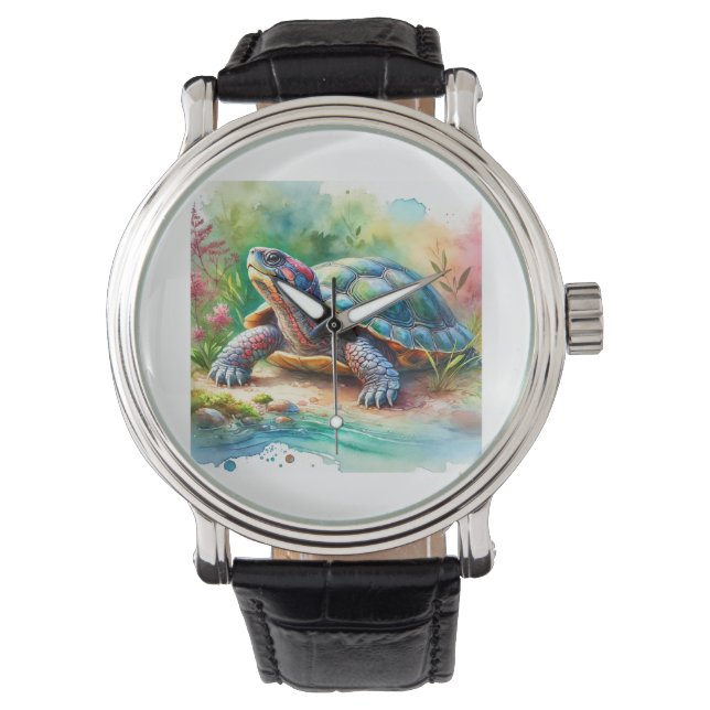 Softshell Turtle 221024AREF149 - Watercolor Armbanduhr (Vorderseite)
