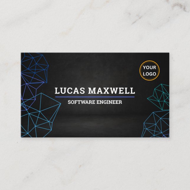 Software Engineer Business Cards Black Futuristic Visitenkarte (Vorderseite)
