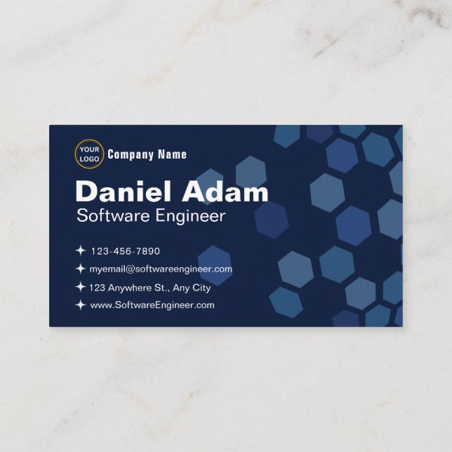Software Engineer Business Cards Dark Blue Techno Visitenkarte (Rückseite)