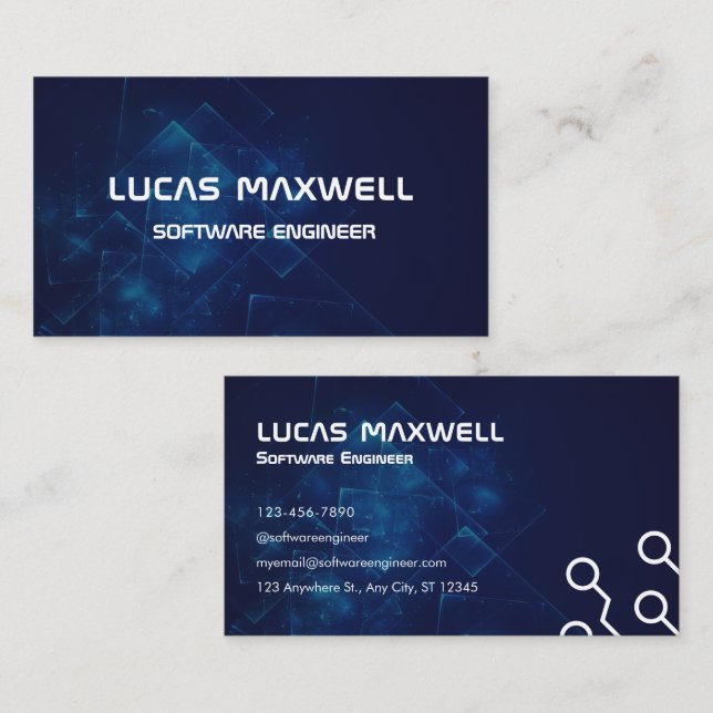 Software Engineer Business Cards dunkelblau Visitenkarte (Vorne/Hinten)