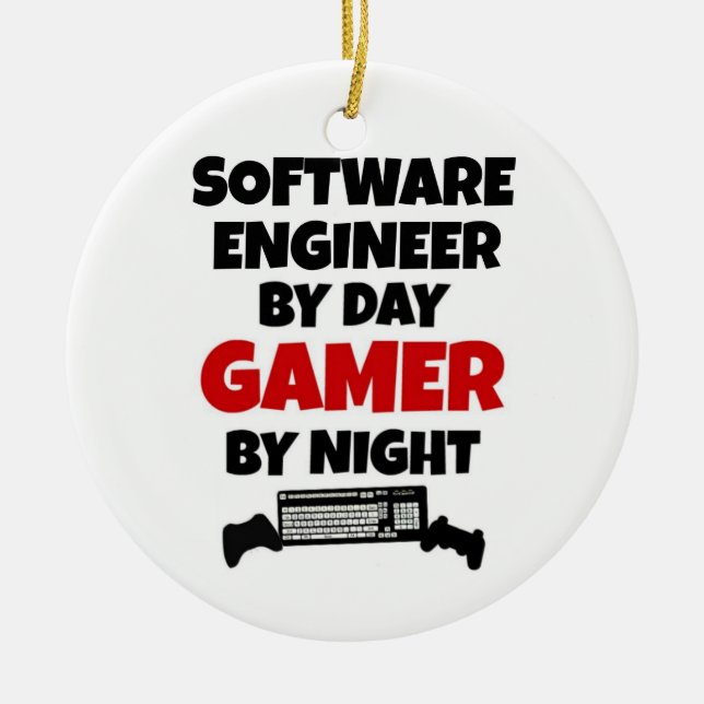 Software Engineer by Day Gamer by Night Keramik Ornament (Vorne)