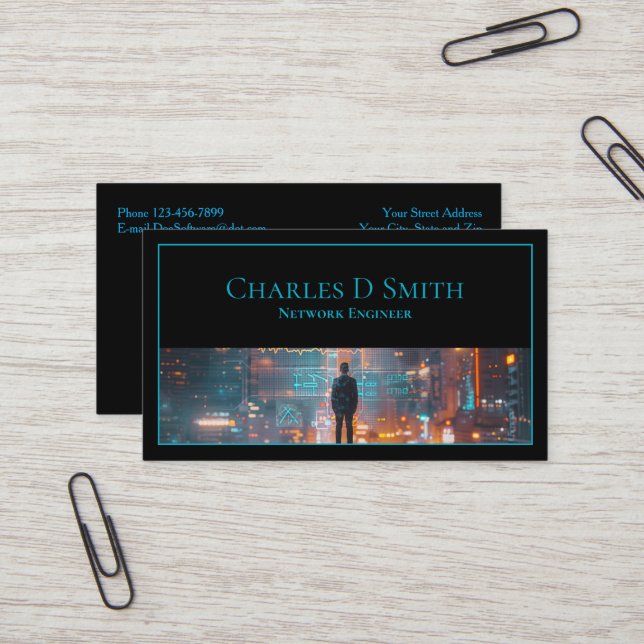 Software Engineer Cyber Security Business Card Visitenkarte (Vorderseite/Rückseite Beispiel)